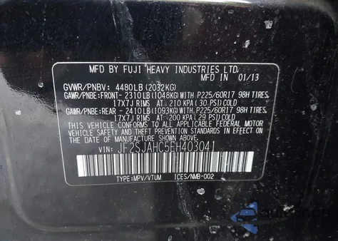 2014 Subaru Forester 2.5I Limited из США, поврежденный, VIN JF2SJAHC5EH403041